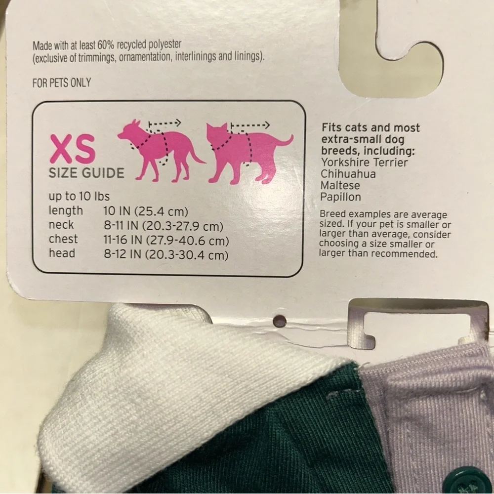 Boots & Barkley XS dog or cat rugby shirt pet apparel green purple stripe